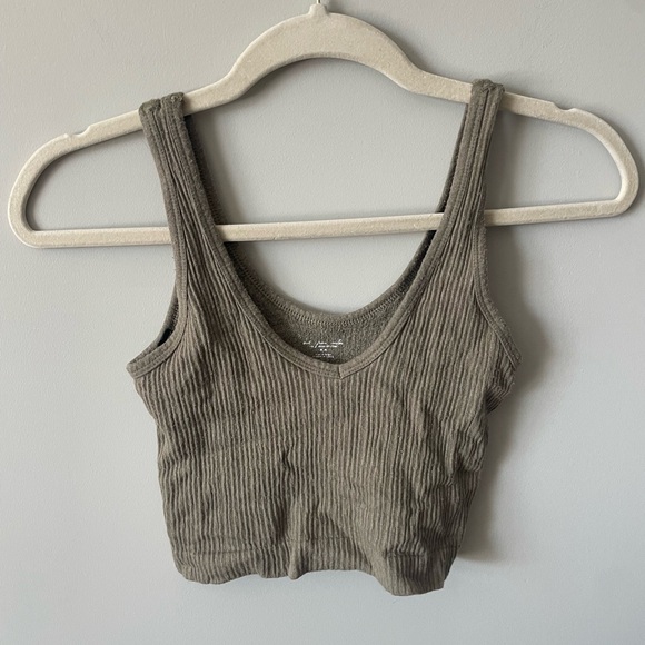 Olive Ribbed Tank Top - Picture 1 of 2